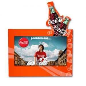 Coca-cola point of purchase video display video in print for counter top display promotion